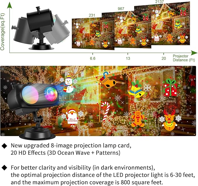 2025 Upgrade Christmas Halloween Projector Lights Outdoor Decorations, - Image 6