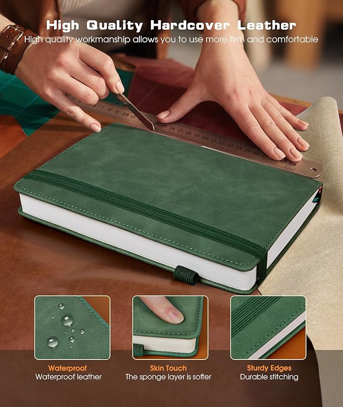 Lined Journal Notebook for Women Men, 256 Numbered Pages Hardcover Leather - Image 3