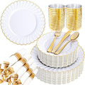 YOUBET 350PCS Gold Scalloped Plastic Plates by YOUBET