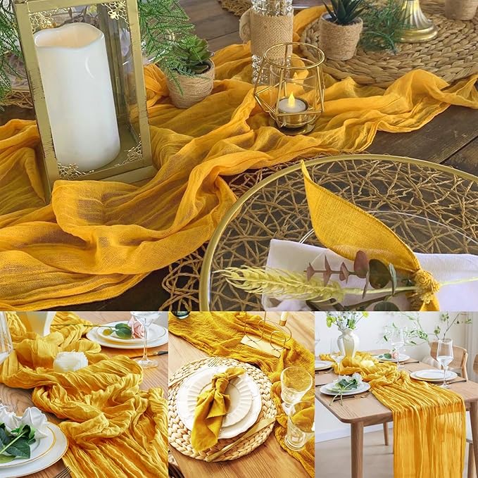 12 Pack Mustard 10FT Cheesecloth Table Runner Rustic Gauze Fabric Cheese Cloth - Image 6