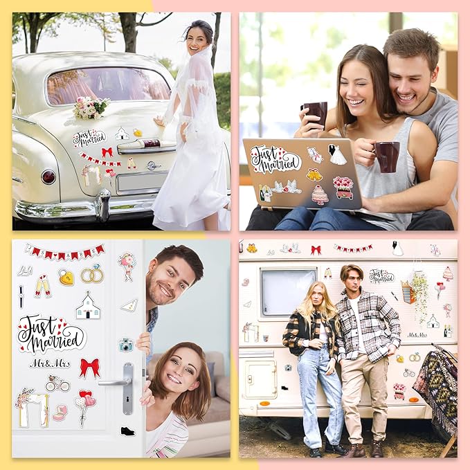 25 Pieces Just Married Ornate Car Magnets Mr Mrs Magnets Refrigerator - Image 7