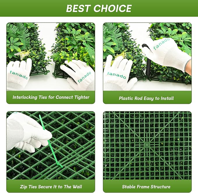 Artificial Grass Wall Panels 20"x20", Hedge Green Wall Decor Backdrop, UV-Anti - Image 4