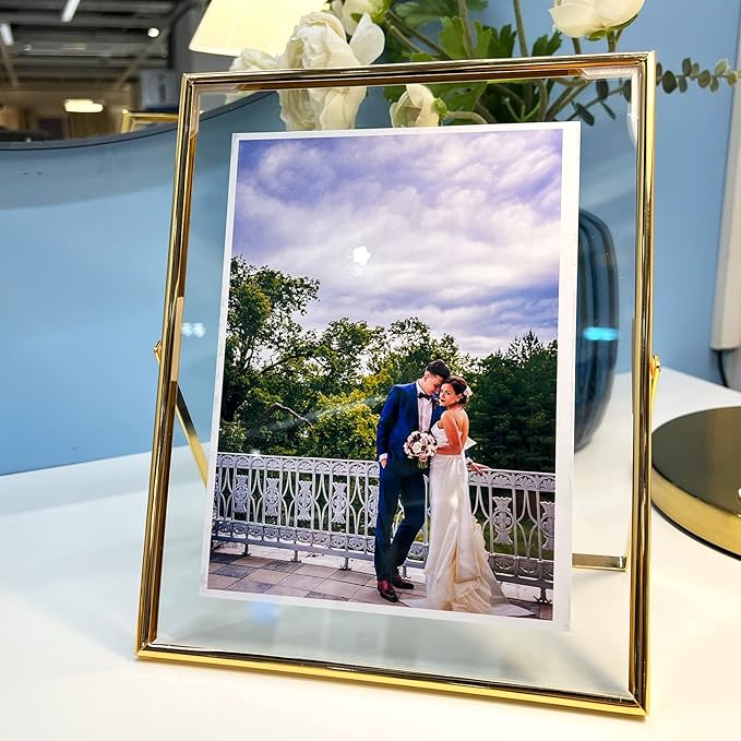 Gold Floating Frame, For Picture 7x9, Tabletop Photo Frames, Classy Gift For - Image 9