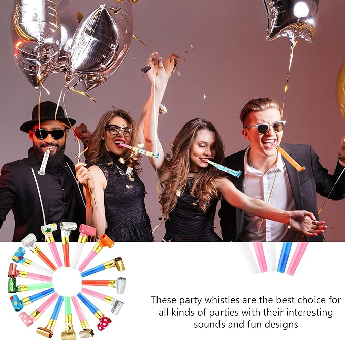 160 Pack Party Blowouts Noisemakers Colorful Party Whistles Blower Funny - Image 6