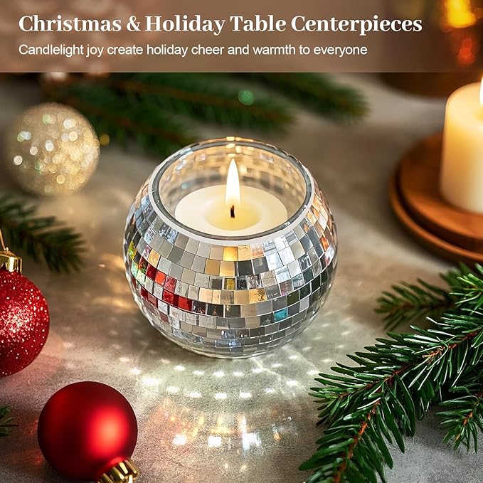 Luditek Disco Ball Candle Holders, Glass Votive - Image 6