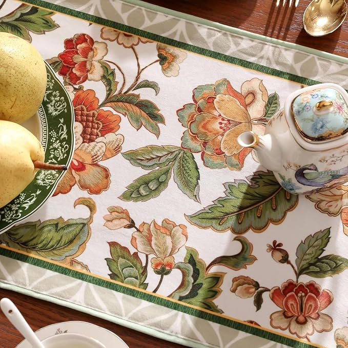 patdrea Designer Elegant French Floral Extra Long Velvet Table Runner, - Image 7