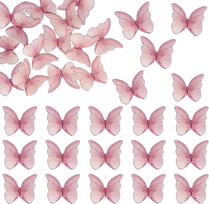 Ephlyn 48Pcs Edible Butterfly Cupcake Toppers Cute 3D Butterfly Cake Picks - Image 3