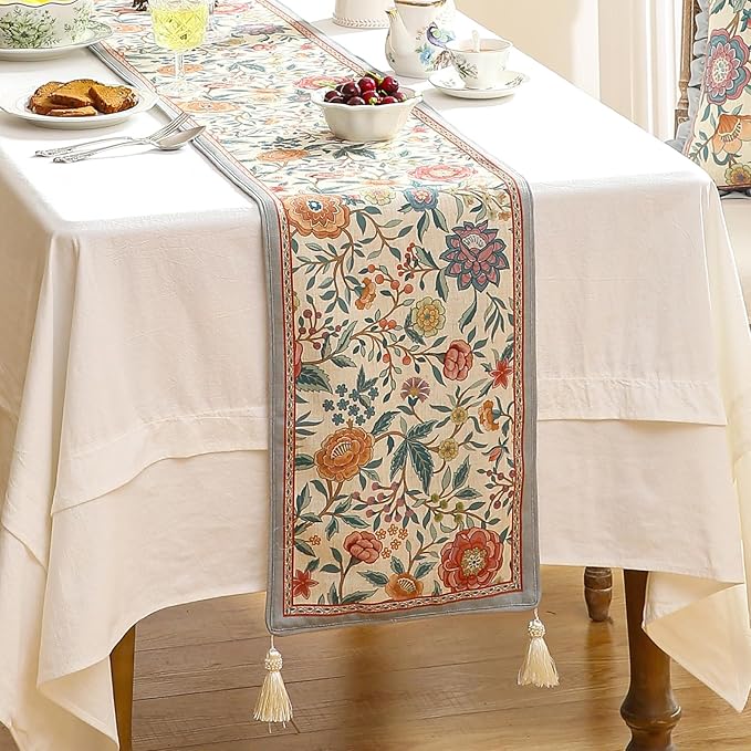 Farmhouse Floral Cloth Runner for Table, Decorative Linen 71 Inches Long Table - Image 6