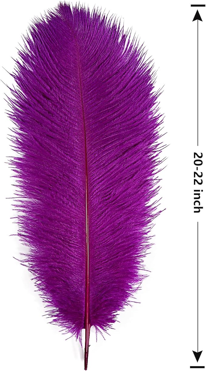 THARAHT Purple Ostrich Feathers 12pcs Large Natural Bulk 20-22Inch 50cm-55cm - Image 2