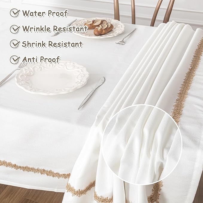 MYSKY HOME Rectangular Table Cloth, Waterproof, Soft Cotton/Polyester Blend - Image 6