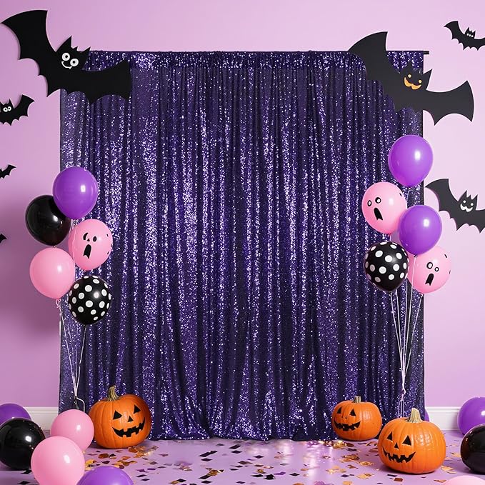 Poise3EHome Purple Sequin Backdrop, 6Ft x 8Ft Glitter Photography Background by Poise3EHome
