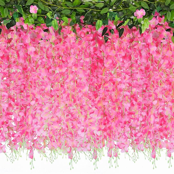Wisteria Artificial Flowers Garland，10Pcs Total 60ft Silk Fake White Wisteria by CreateABetterLife