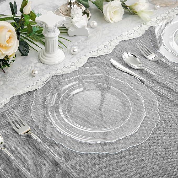 Liacere 150PCS Clear Silver Plastic Plates & Disposable Silver Plastic - Image 6