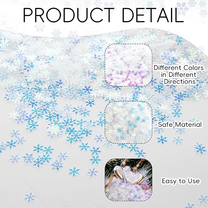 2000pcs/50g Christmas Snowflakes Confetti Decorations, Iridescent Snowflake - Image 4