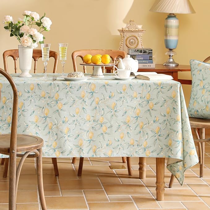 patdrea Designer Linen Green Long Tablecloth - Image 2