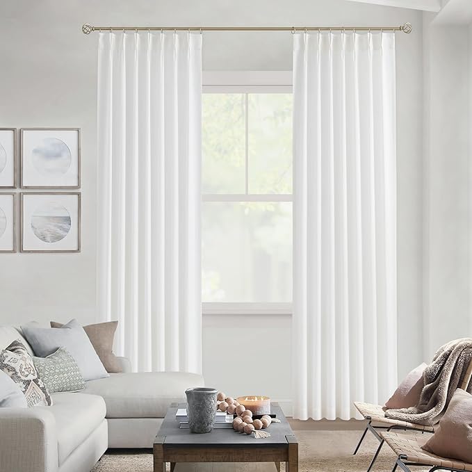 Vision Home White Pinch Pleated Semi Sheer Curtains Textured Light Filtering - Image 9