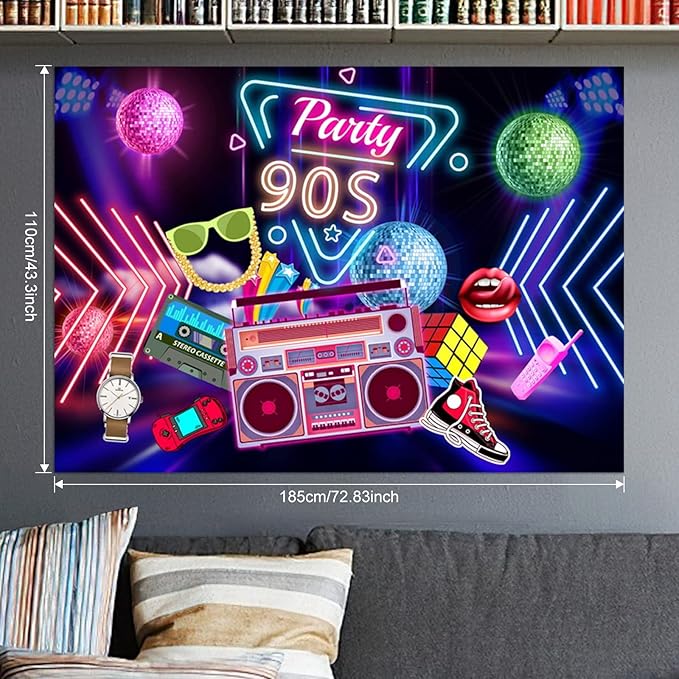 90s Party Decorations 80's 90's Theme Party Bundle includes Inflatable - Image 6