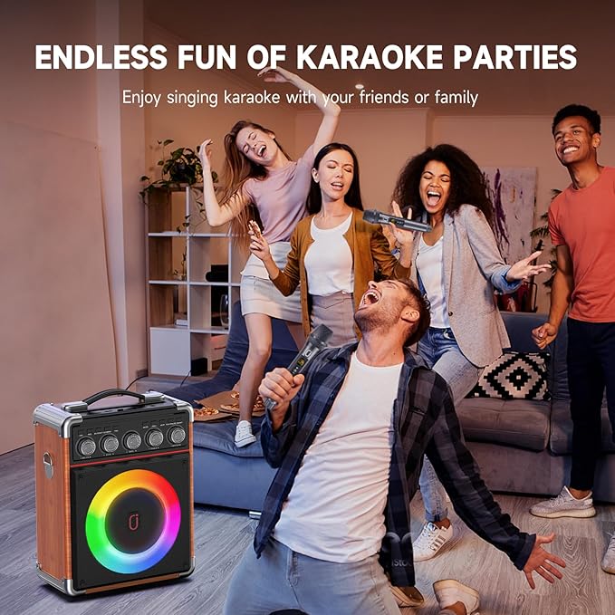Karaoke Machine for Adults Kids, Bass/Treble Adjustment, Portable PA System - Image 4