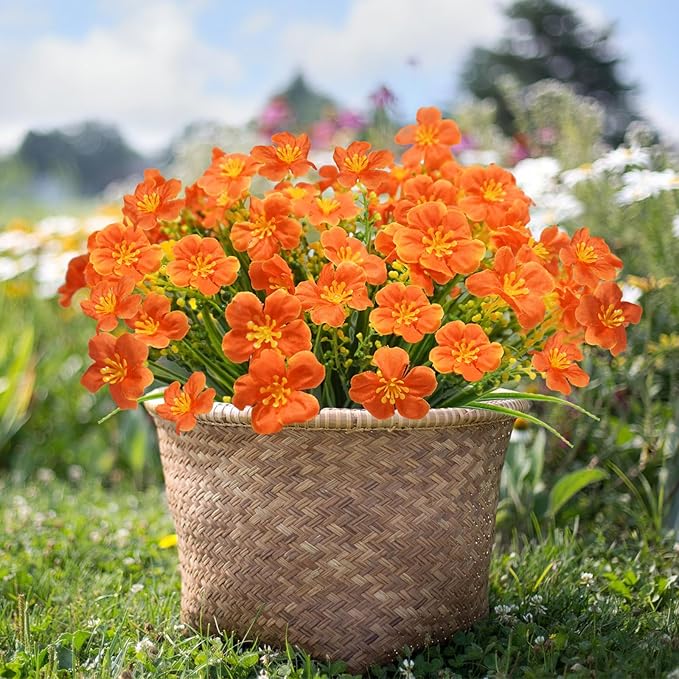 16 Pcs Artificial Fall Flowers for Outdoors, UV Resistant Outdoor Fall Fake - Image 3