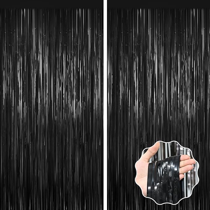 Black Foil Curtain Backdrop by forlvwoon