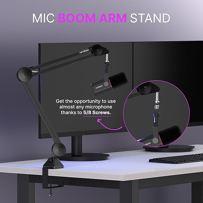 IXTECH Microphone Boom Arm Stand, Heavy Duty Adjustable Mic Stand - Image 7