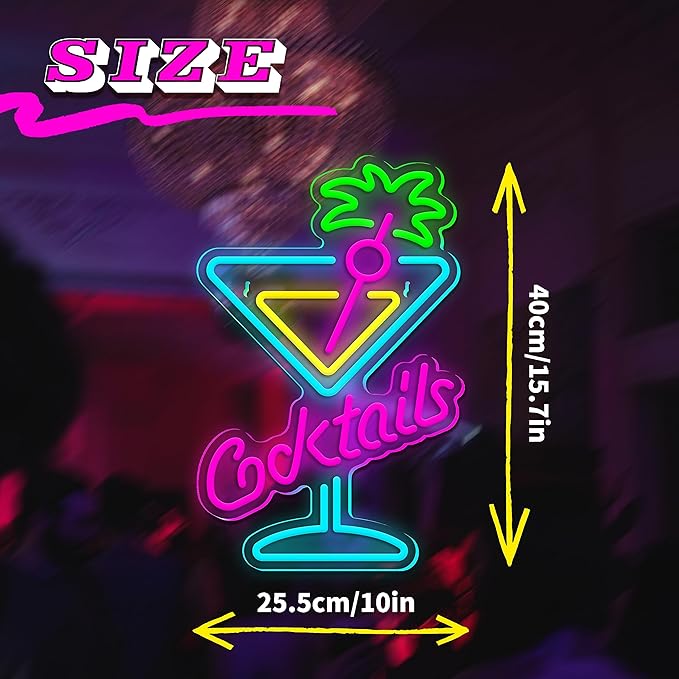 Cocktails Neon Sign Cocktail Glass LED Neon Signs Art Wall Lights - Image 6