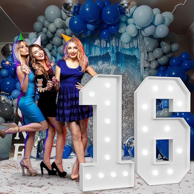 imprsv Marquee Numbers Large 16th-Birthday Decorations: 4ft Light Up Number - Image 7