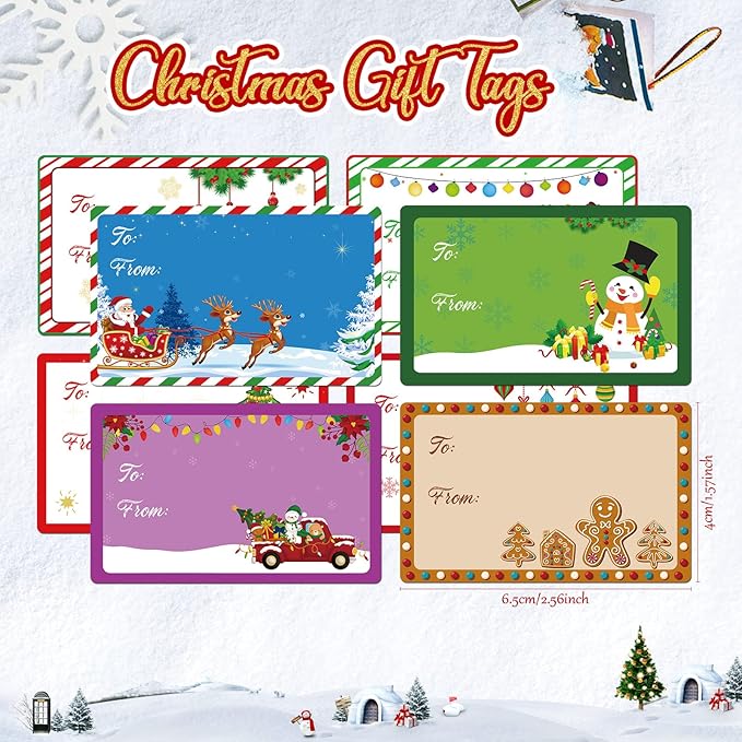 Zonon 720 Pieces Self Adhesive Christmas Gift Tag Xmas Kraft Name Tags Natural - Image 2