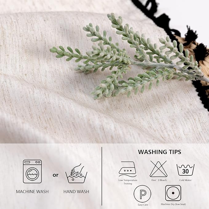 MYSKY HOME Table Cloth 60x102 in Rectangle Table, Cotton Tassel Linen Look - Image 8