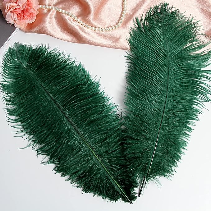 THARAHT Blackish Green Ostrich Feathers 12pcs Large Natural Bulk 16-18Inch - Image 4
