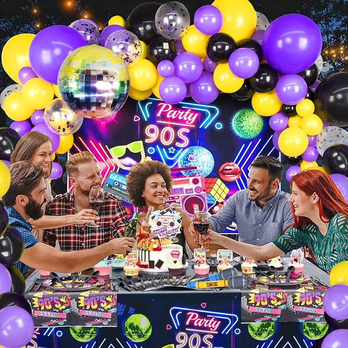 90s Party Decorations 80's 90's Theme Party Bundle includes Inflatable - Image 8