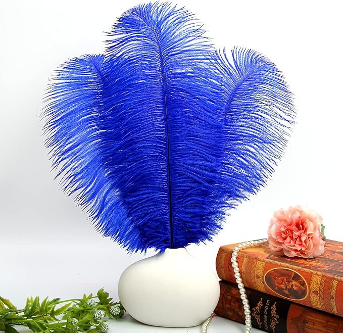 THARAHT Blue Ostrich Feathers 12pcs Large Natural Bulk 16-18Inch 40cm-45cm - Image 5