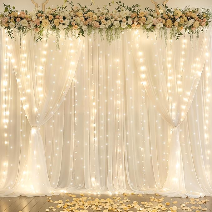 10x10ft Ivory Chiffon Backdrop Curtain - Image 2
