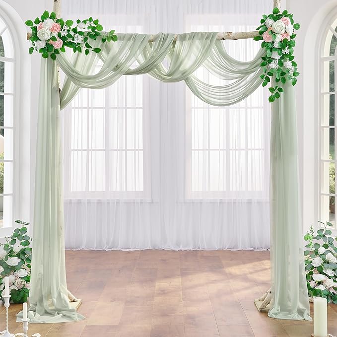 Sage Arch Drapes for Wedding Arch Draping Fabric Sheer Backdrop Curtain for - Image 4