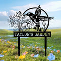 Personalized Garden Signs for Outside, Custom Metal Hummingbird Flowers Garden by BMYDIY