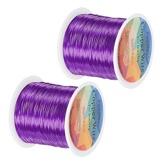 2-Rolls 0.4mm Jewelry Wire, 26 Gauge 328FT Craft Wire Copper Beading Wire by MMETERXITY