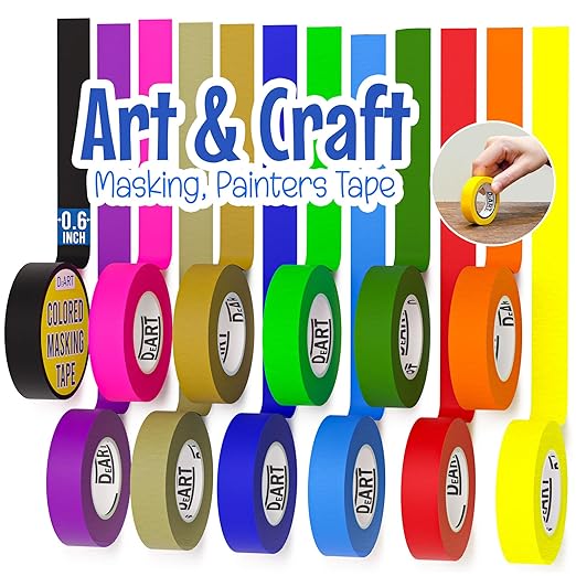 12 Pack Colored Masking Tape, 396 Ft x 0.6 inch Mini Colored Painters Tape by Unknown