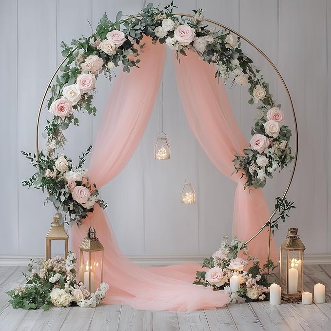 Wedding Arch Draping Fabric 4 Panels 28.7" x 20FT Blush Sheer Chiffon Backdrop - Image 5