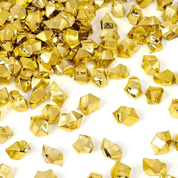 DomeStar 150PCS Fake Gold Ice, Acrylic Ice Fake Plastic Gold Nuggets Rocks Gems by DOMESTAR