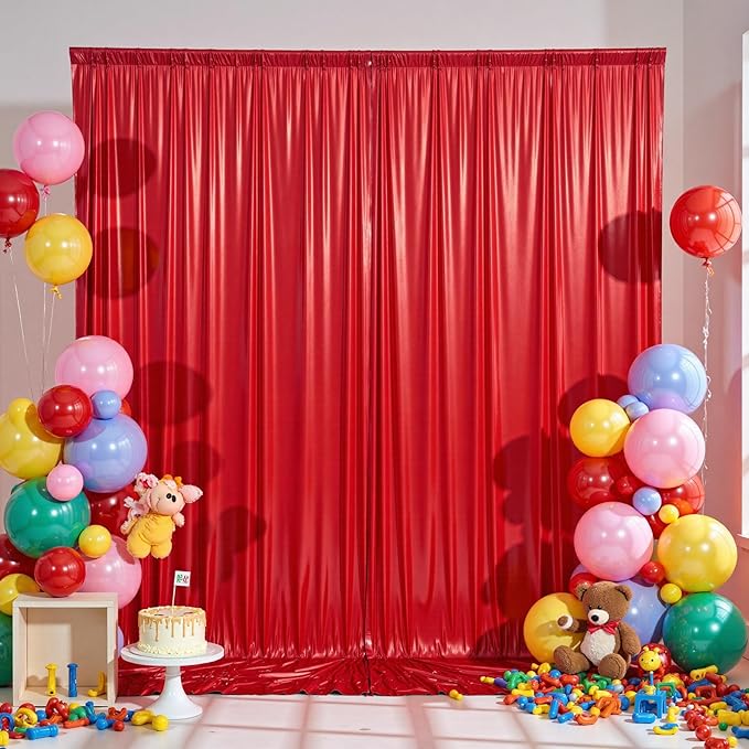 10x10 ft Red Sequin Backdrop Curtain Panels by Htper