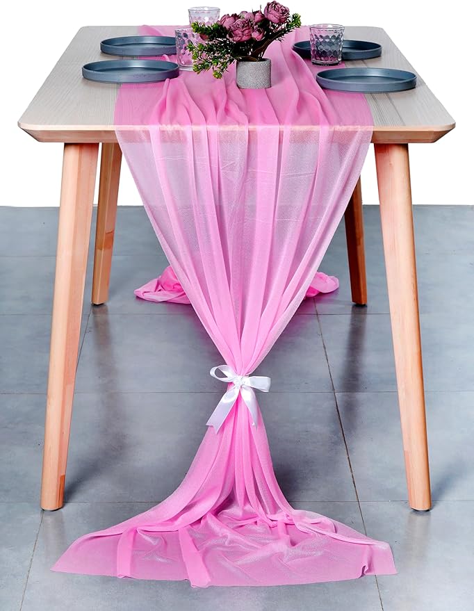MDS 5 Pack 10ft Chiffon Table Runner 29 x 120 Inches Sheer Wedding Runner - Image 7