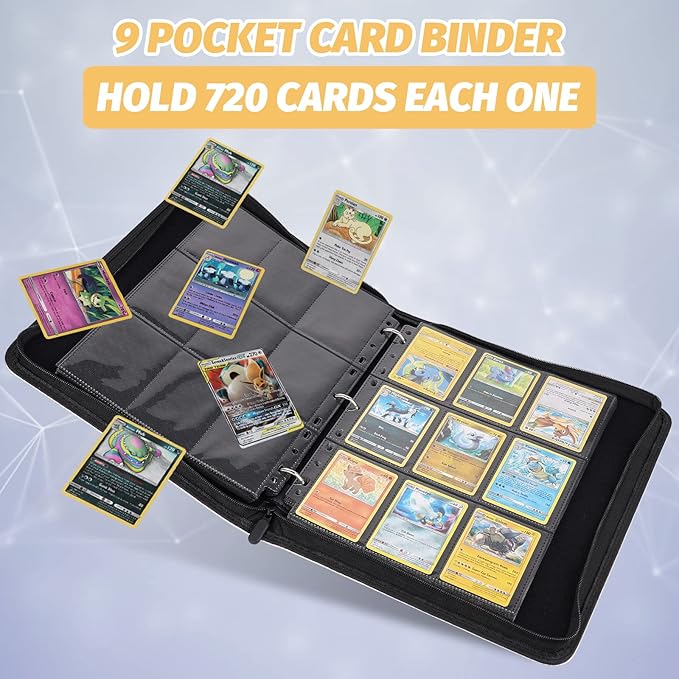 Trading Card Binder, Premium 9 Pocket Card Binder, 720 Double Sided Pocket PU - Image 4