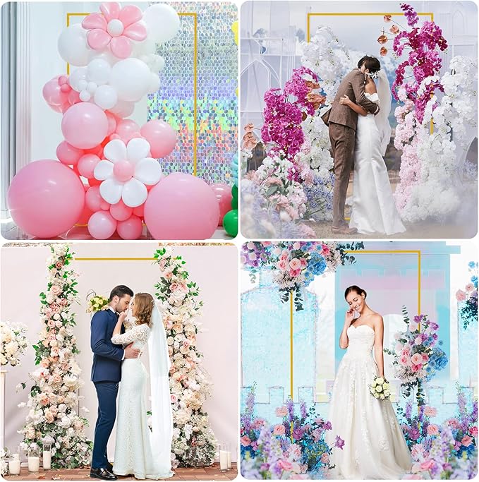 6.6FT x 4FT Wedding Arch Backdrop Gold Square Backdrop Stand Metal Balloon Arch - Image 6