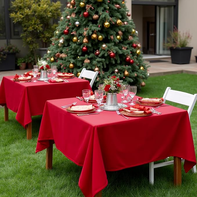 sancua Christmas Red Square Tablecloths 54x54 Inch, 2 Pack - Image 2