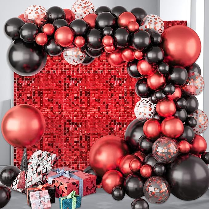 12PCS Red Shimmer Wall Backdrop, Laser Square Sequin Photo Backdrops Panel - Image 6