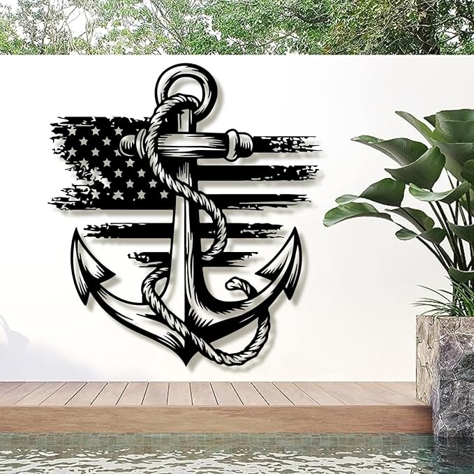 lunwall Metal Anchor Wall Decor, Anchor Metal Sign, Metal Anchor Decor - Image 2