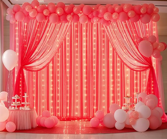 Red Tulle Backdrop Curtain - Image 2
