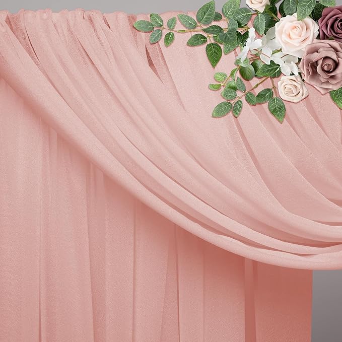 Wedding Arch Draping Fabric 1 Panel 28.7" x 20FT Blush Sheer Chiffon Backdrop - Image 4