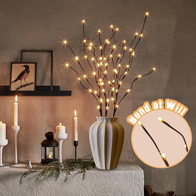 PEIDUO Lighted Willow Branches 30Inch 120 LED Twig Lights, 6PK Tree Branch - Image 3