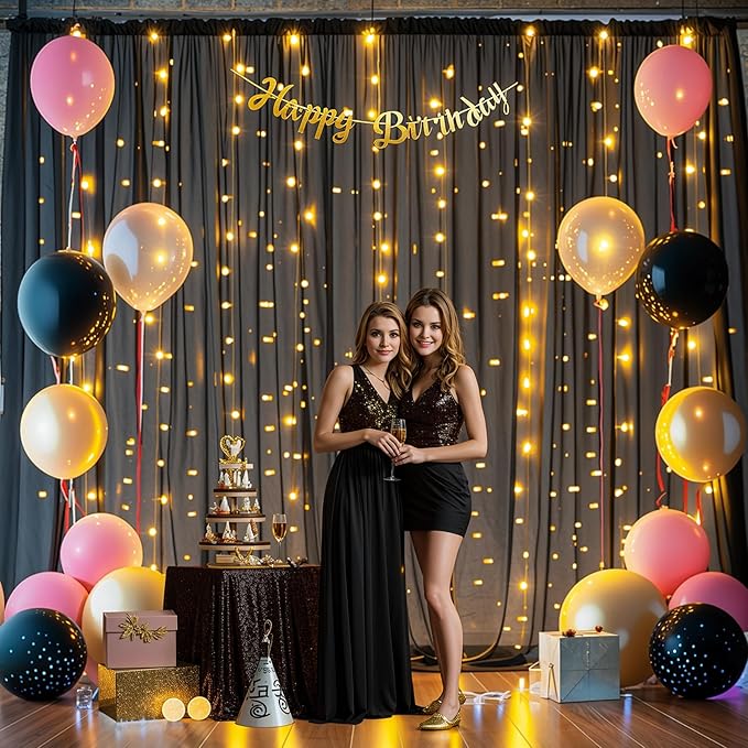 10x10ft Black Chiffon Backdrop Curtain - Image 3